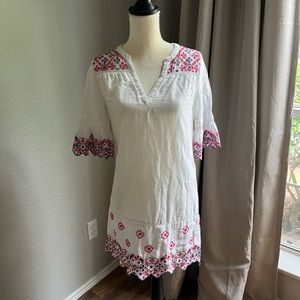 Vineyard Vines Multi Colored Embroidered Eyelet Shift Dress